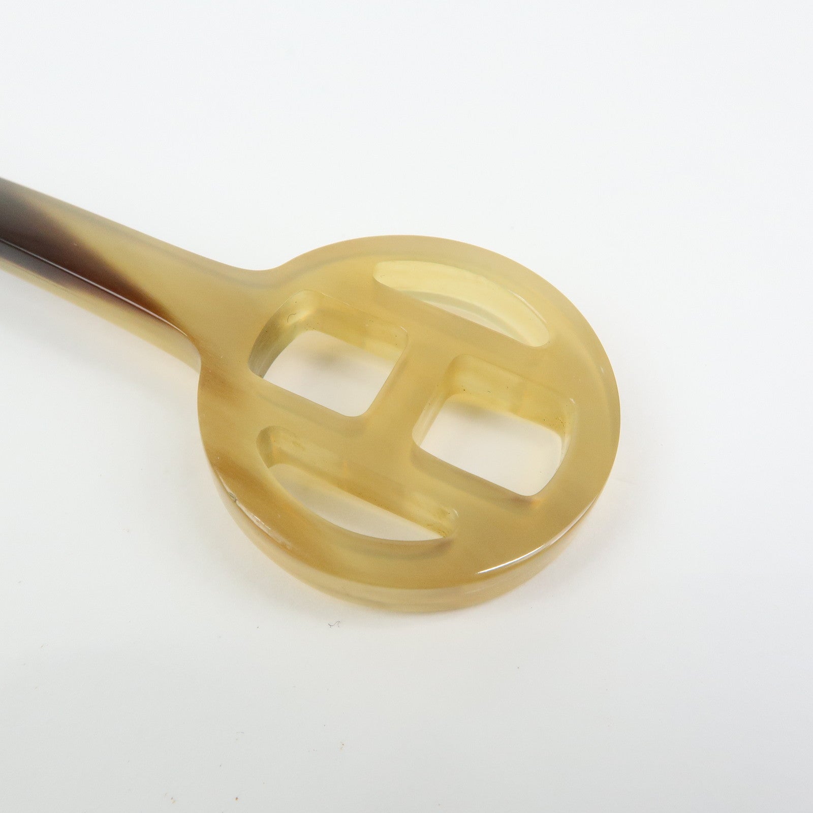 HERMES Buffalo Horn Hair Pin Rocaille Kanzashi Natural Brown