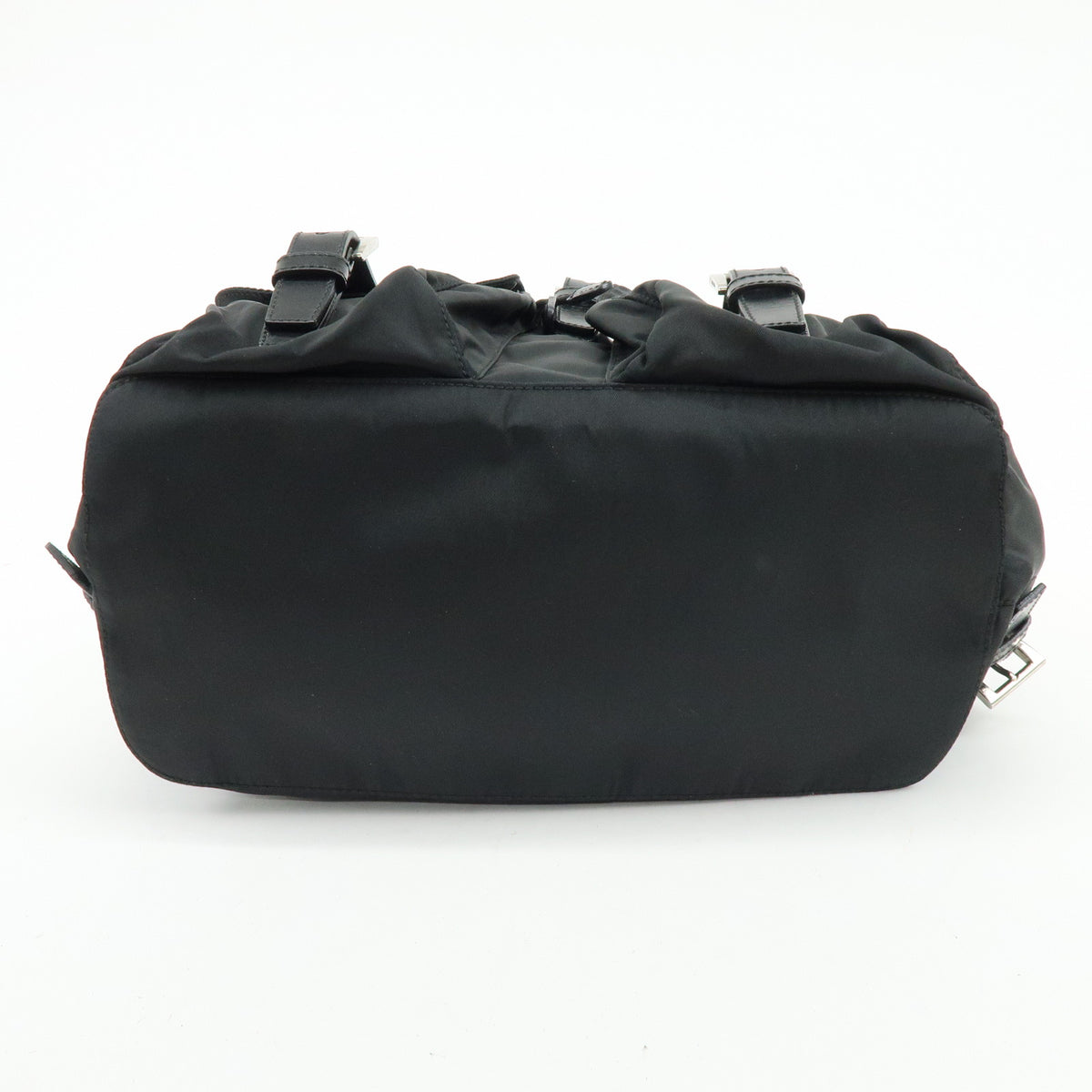 PRADA Triangle Logo Nylon Leather Backpack Rucksack Black BZ2811