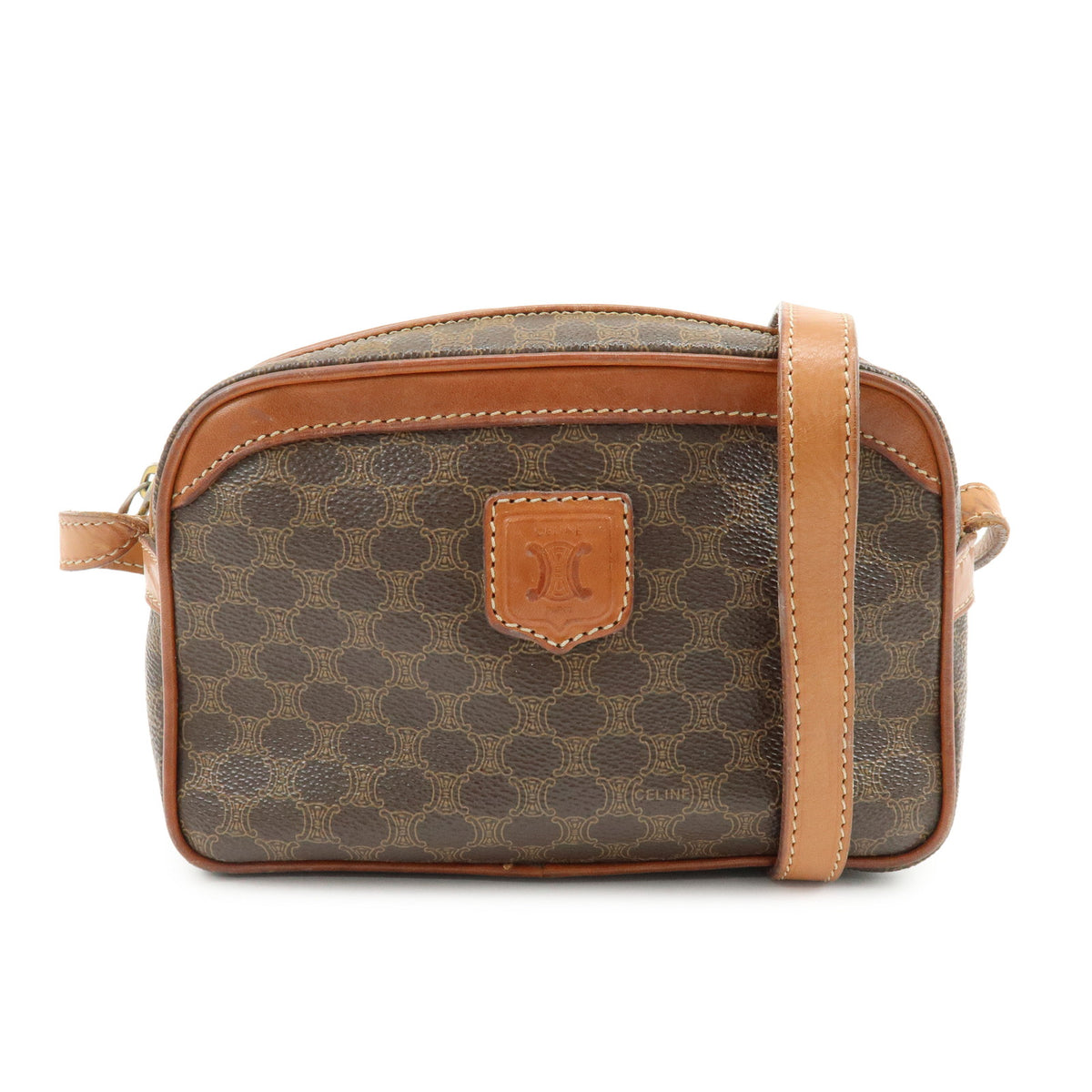 CELINE Macadam PVC Leather Shoulder Bag Crossbody Bag Brown