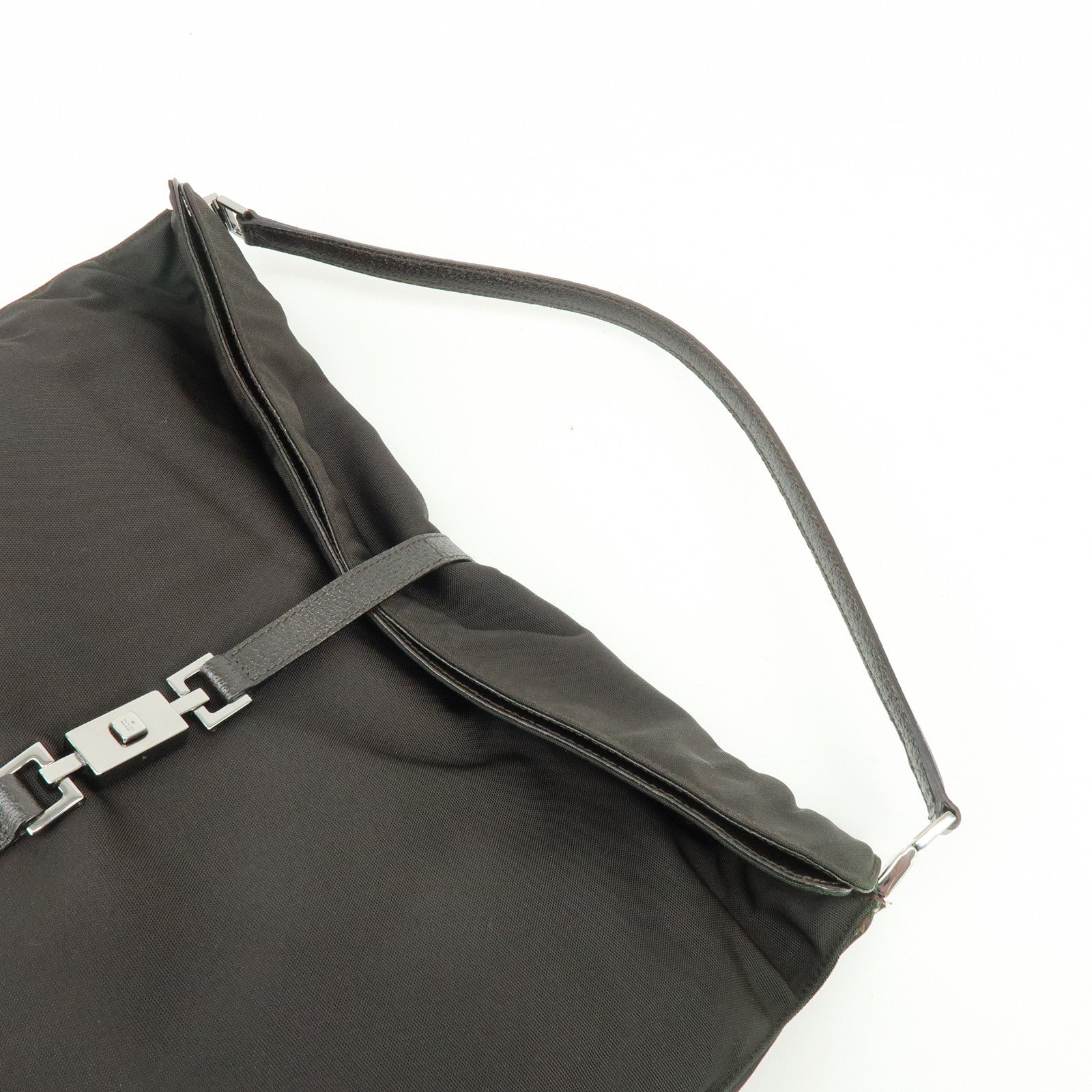 GUCCI Jackie Nylon Leather Shoulder Bag Dark Brown 001 3348