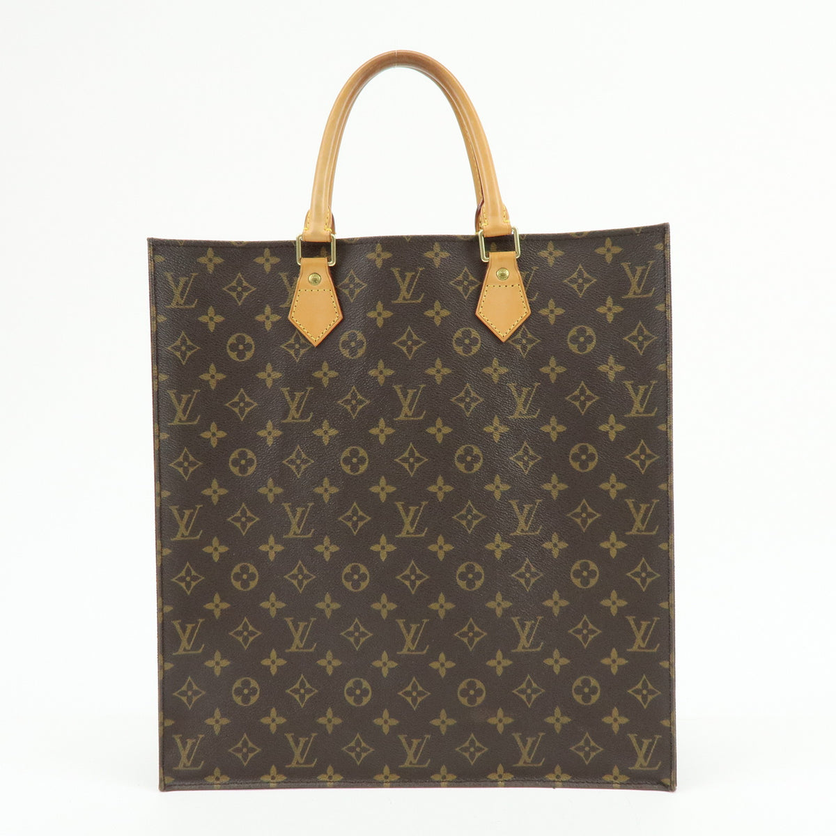 Louis Vuitton Monogram Sac Plat Tote Bag Hand Bag Brown M51140