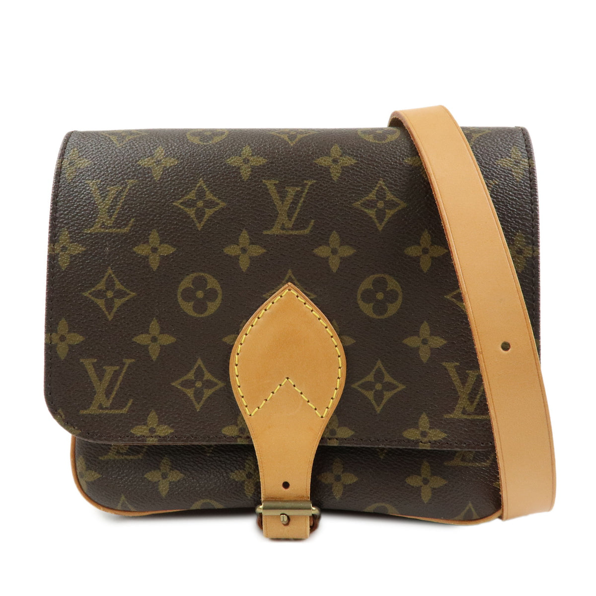 Louis Vuitton Monogram Cartouchiere MM Shoulder Bag Brown M51253