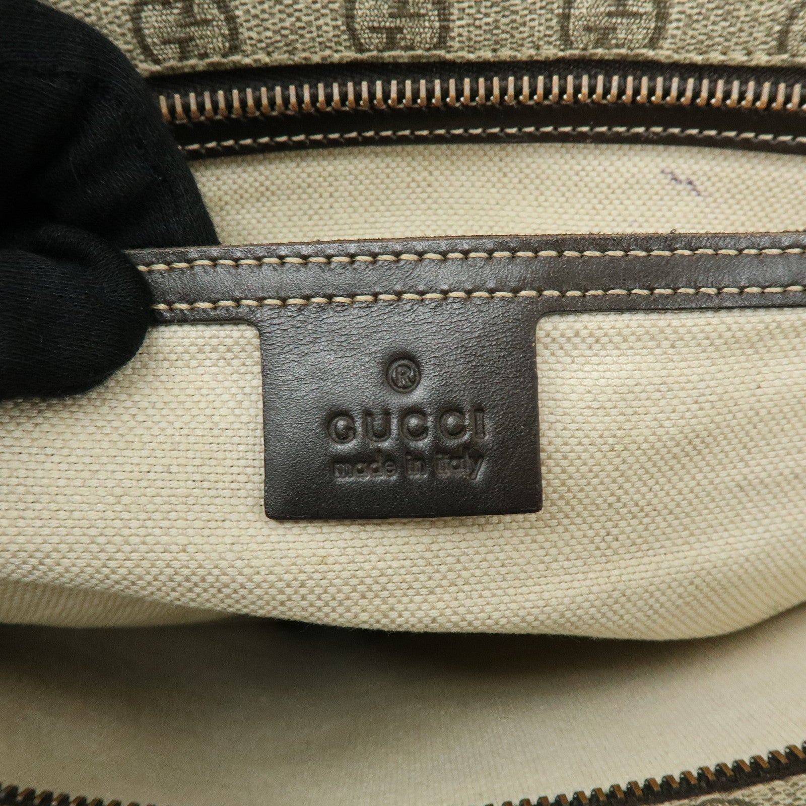 GUCCI GG Supreme Leather Tote Bag Shoulder Bag Beige Brown 211137