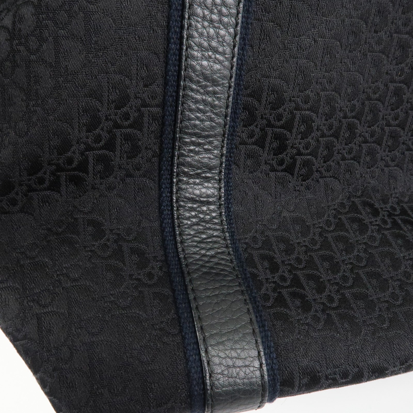 Christian Dior Street Chic Trotter Canvas Leather Tote Bag Black Used