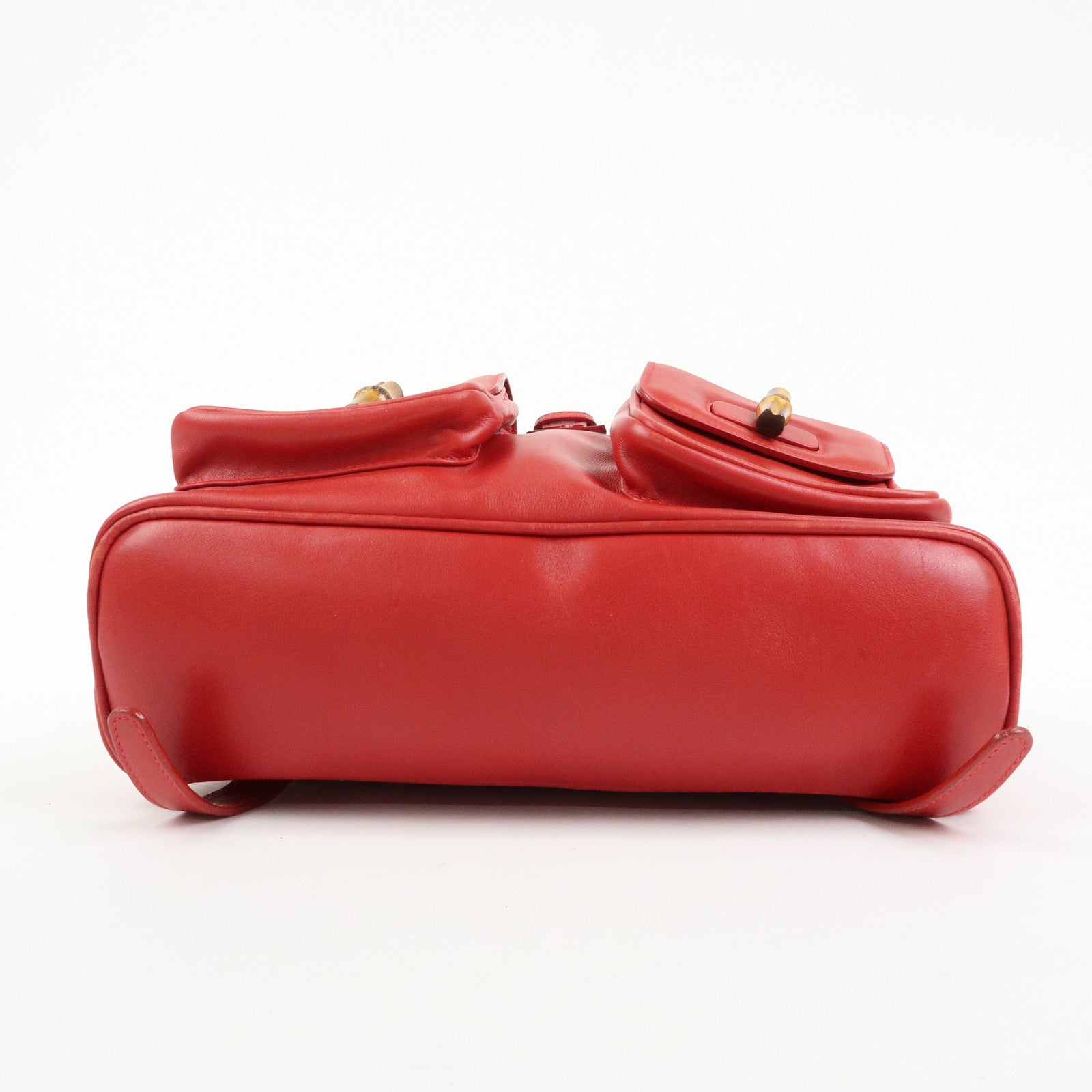 Gucci Bamboo Leather Backpack Rucksack Red 003・2058・0016