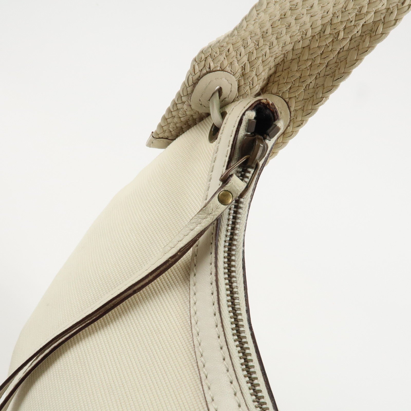 GUCCI Canvas Leather Hobo Bag Shoulder Bag Hand Bag Ivory 106293 Used