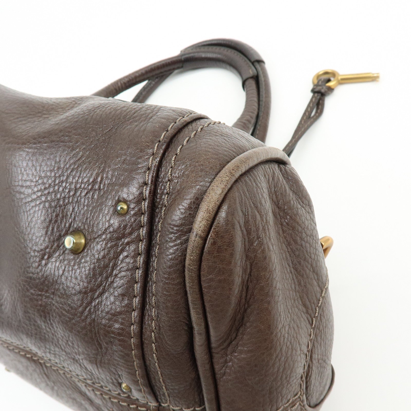 Chloe Paddington Leather Hand Bag Shoulder Bag Dark Brown