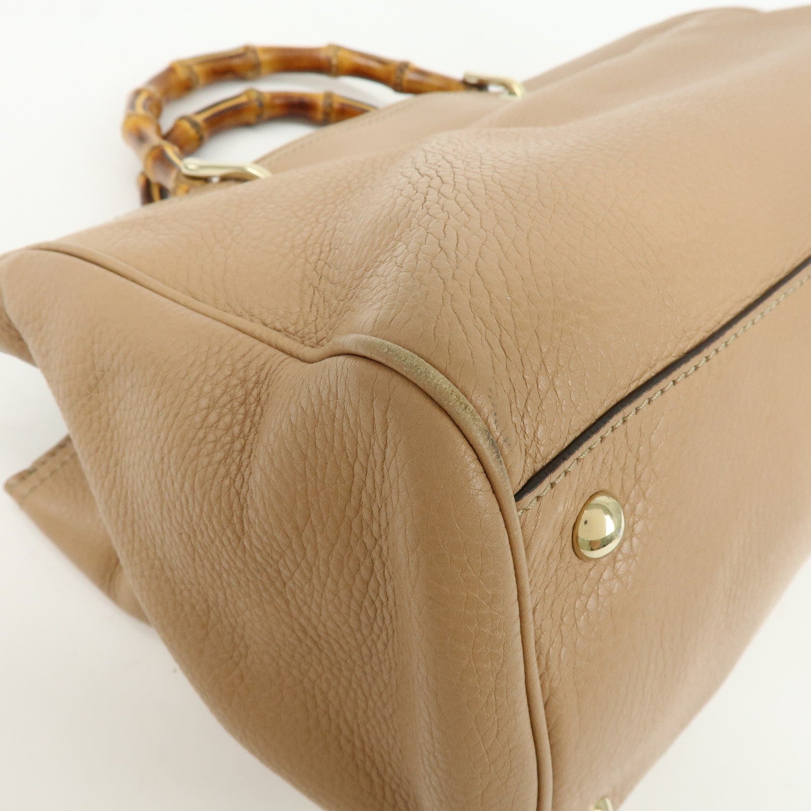 GUCCI Bamboo Shopper Medium 2Way Bag Shoulder Bag Pink Beige 323660