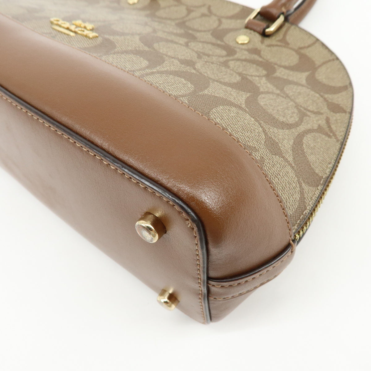 COACH Lot of 2 Signature Canvas Leather Hand Bag Beige Brown