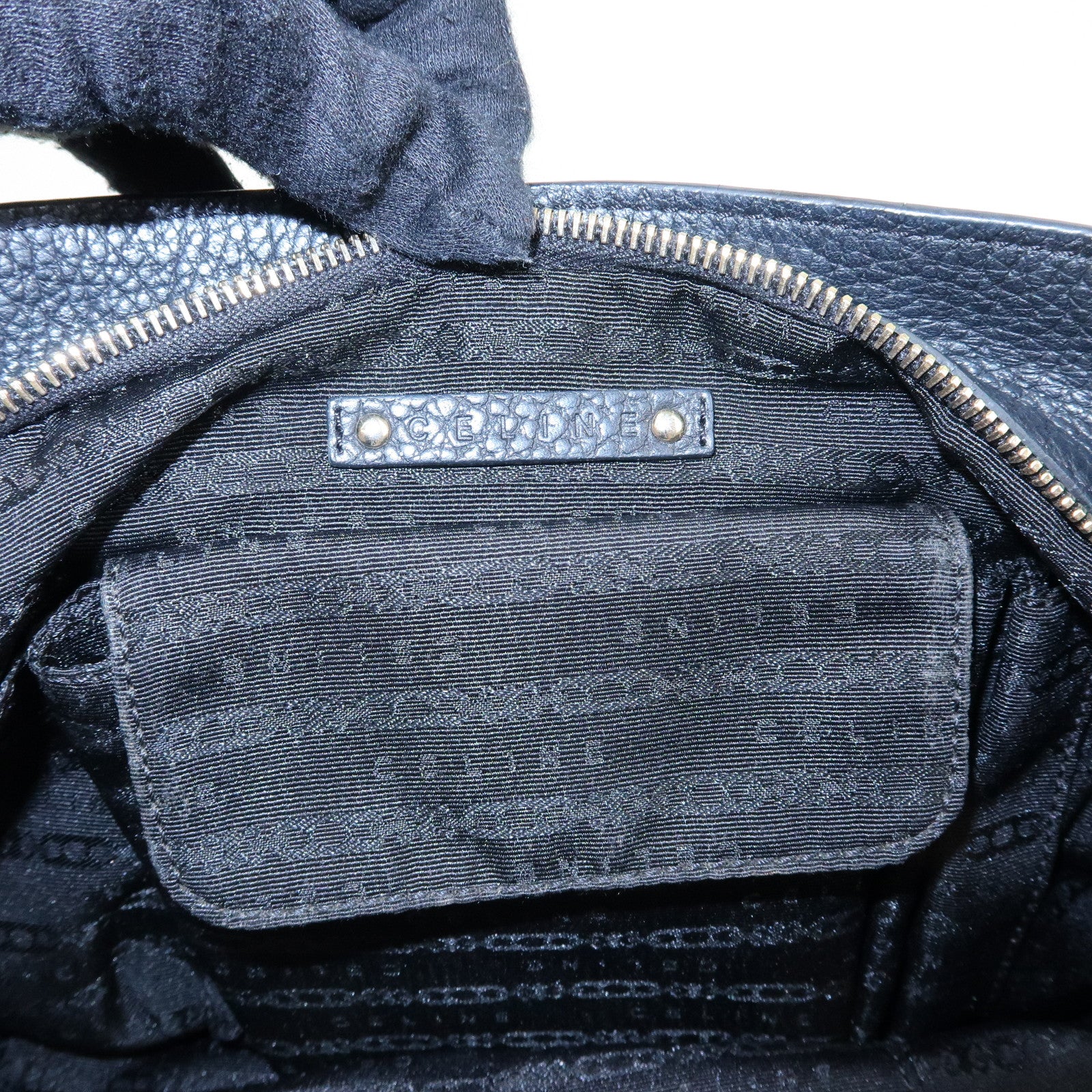 CELINE Macadam Bittersweet Leather Shoulder Bag Hand Bag Black