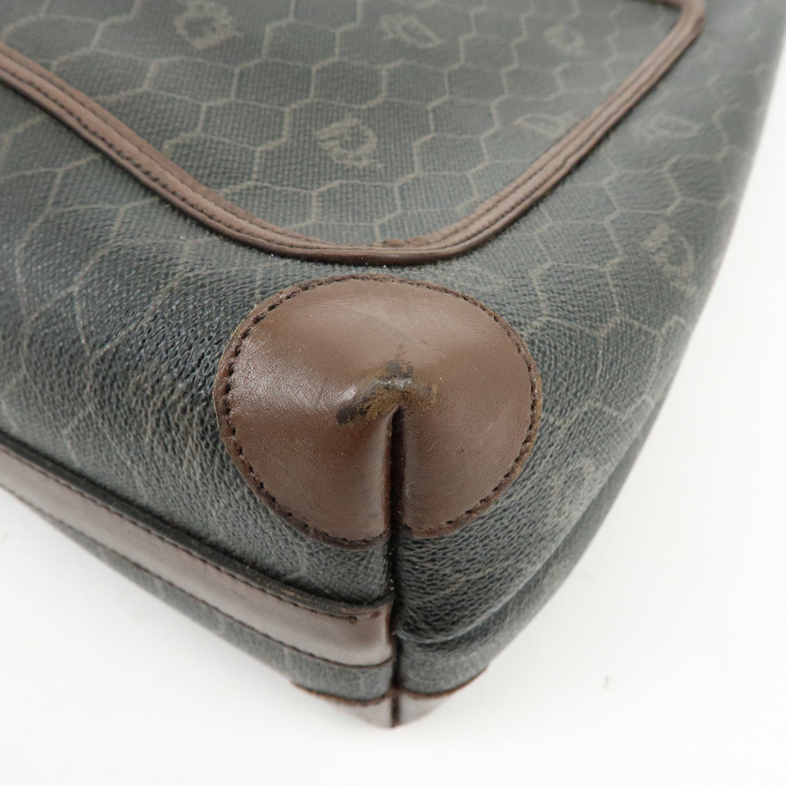 Christian Dior Honeycomb PVC Leather Shoulder Bag Brown Black
