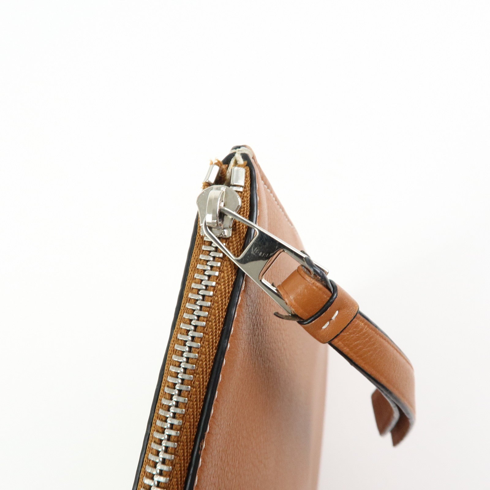 Loewe Anagram Puzzle Leather Suede Canvas Clutch Bag Blue Brown Beige