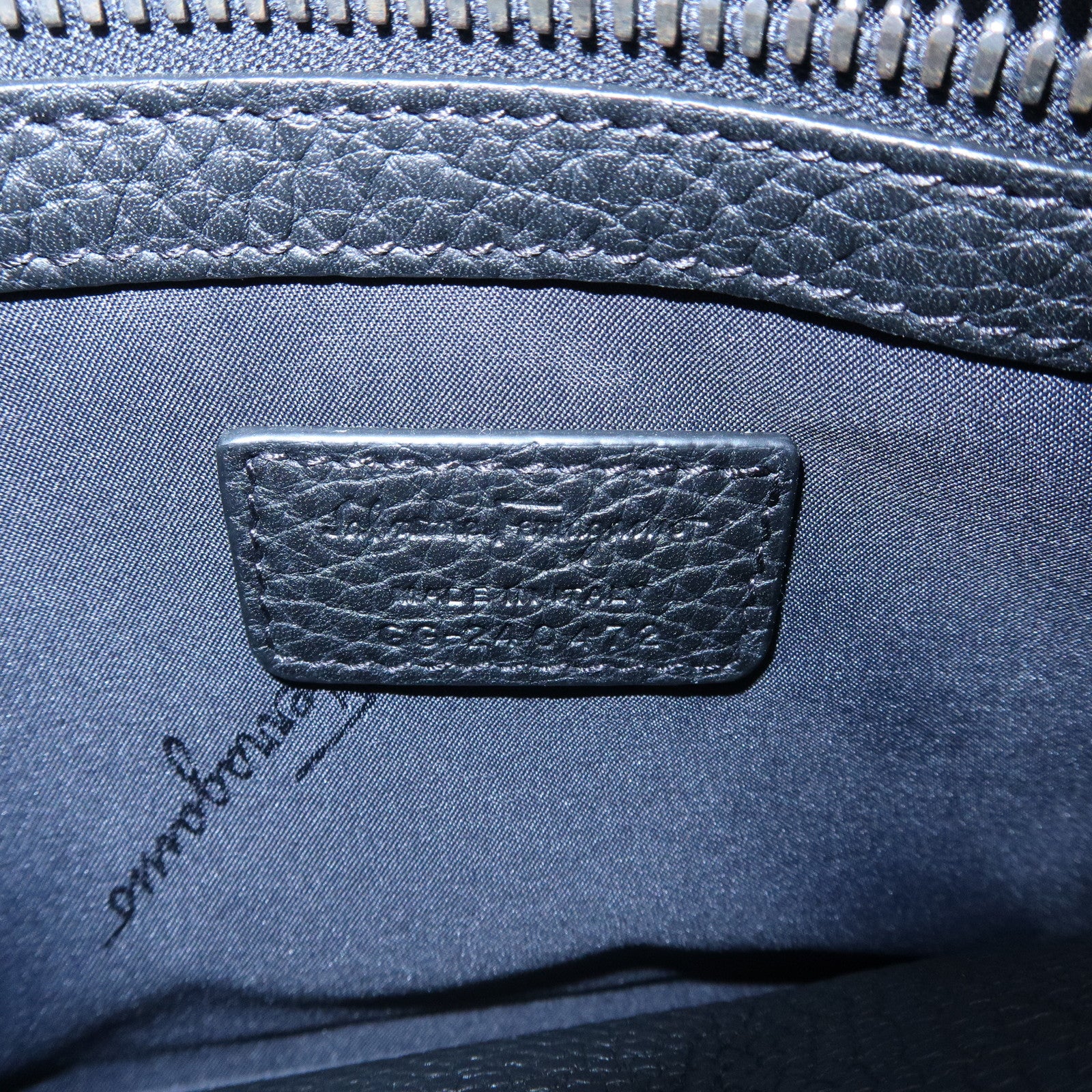 Ferragamo Leather Clutch Bag Flat Pouch Purse Black