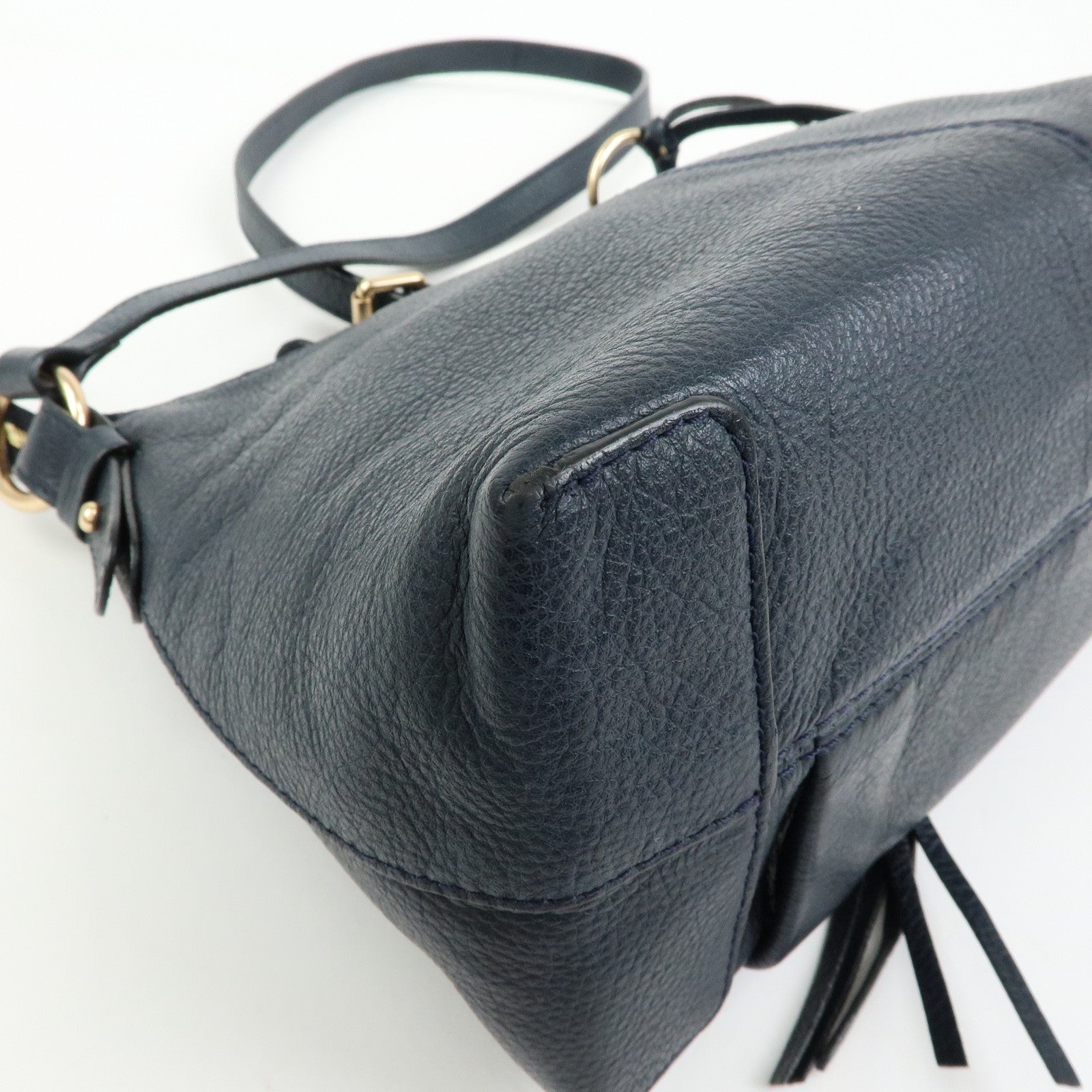 Chloe See by Chloe Joan Leather Suede 2Way Shoulder Bag Dark Navy