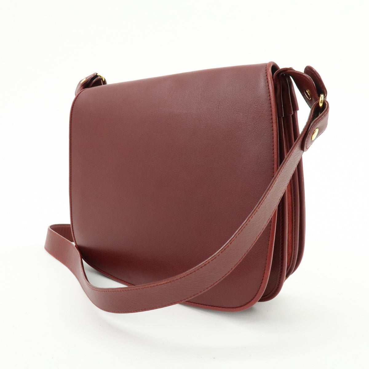 Cartier Must de Cartier Leather Flap Shoulder Bag Bordeaux