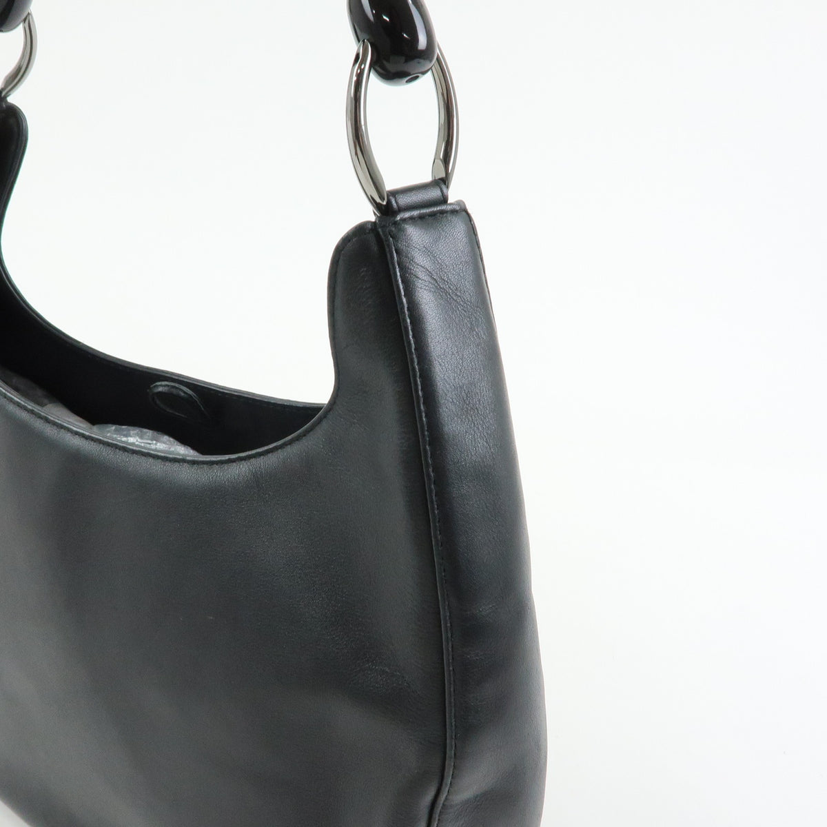 Christian Dior Malice Pearl Leather Shoulder Bag Hand Bag Black