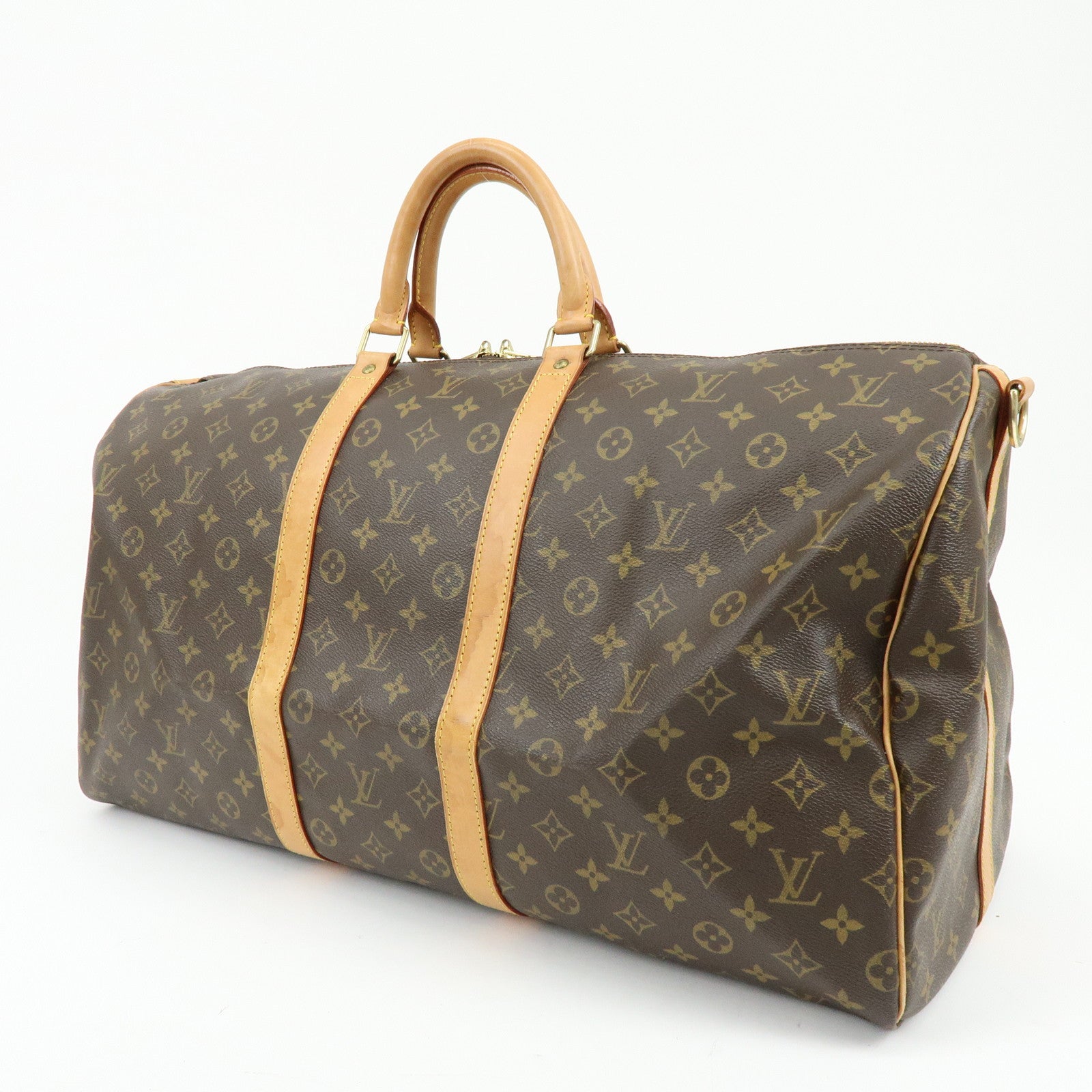 Louis Vuitton Monogram Keep All Bandouliere 55 Boston Bag Brown M41414