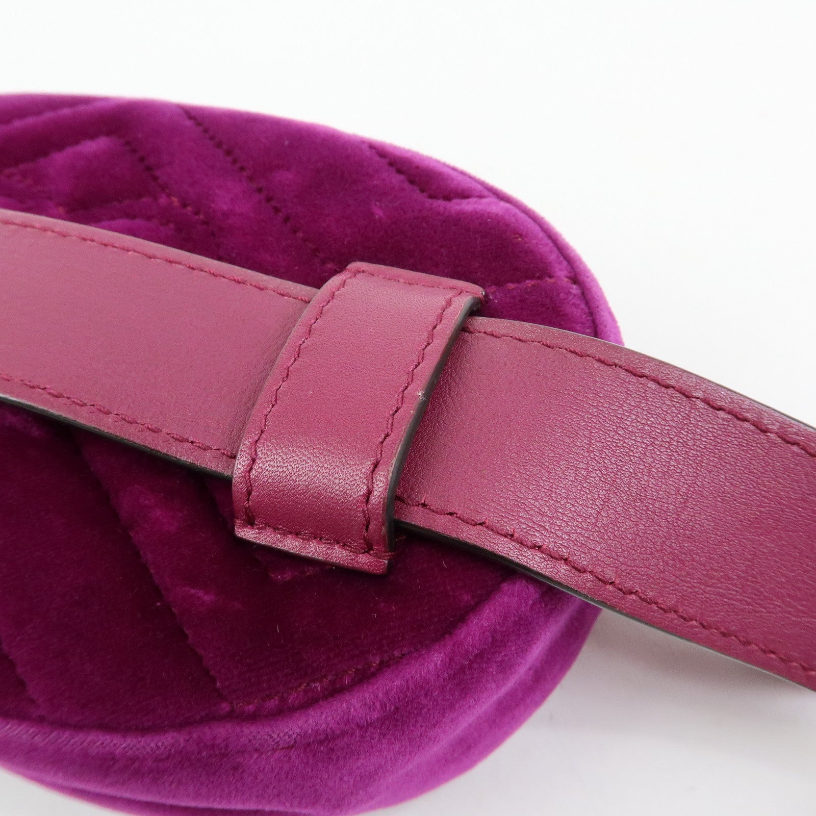 GUCCI GG Marmont Double G Velvet Leather Waist Pouch Body Bag 476434