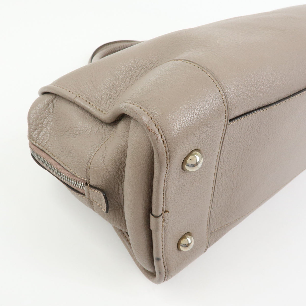 LOEWE Anagram Amazona 36 Leather Hand Bag Boston Bag Greige