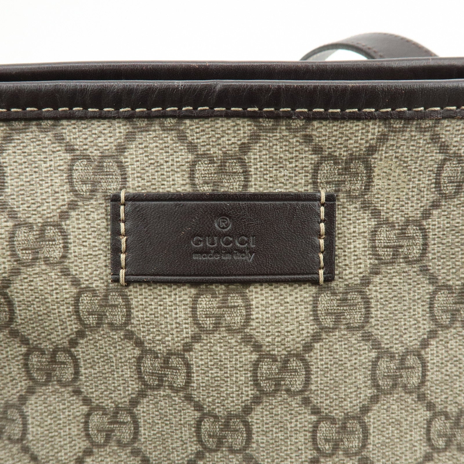GUCCI GG Supreme Leather Tote Bag Shoulder Bag Hand Bag Beige