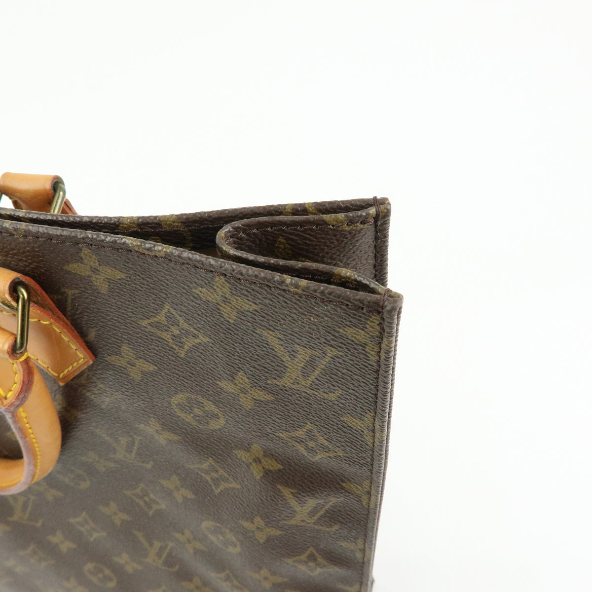 Louis Vuitton Monogram Sac Plat Tote Bag Hand Bag Brown M51140