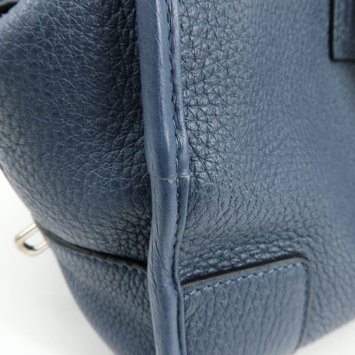 LOEWE Anagram Amazona 36 Leather Hand Bag Boston Bag Navy