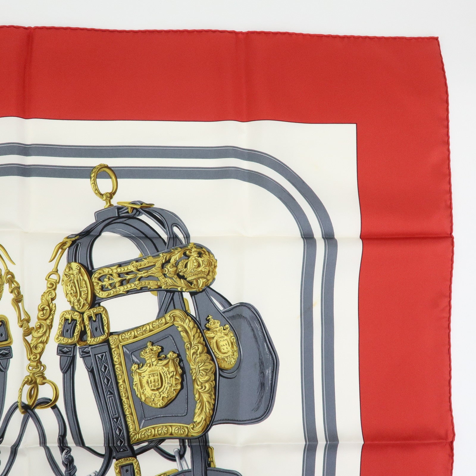 HERMES Carre 90 Lot of 2 Silk 100% Scarf brides de gala/caty Red Blue