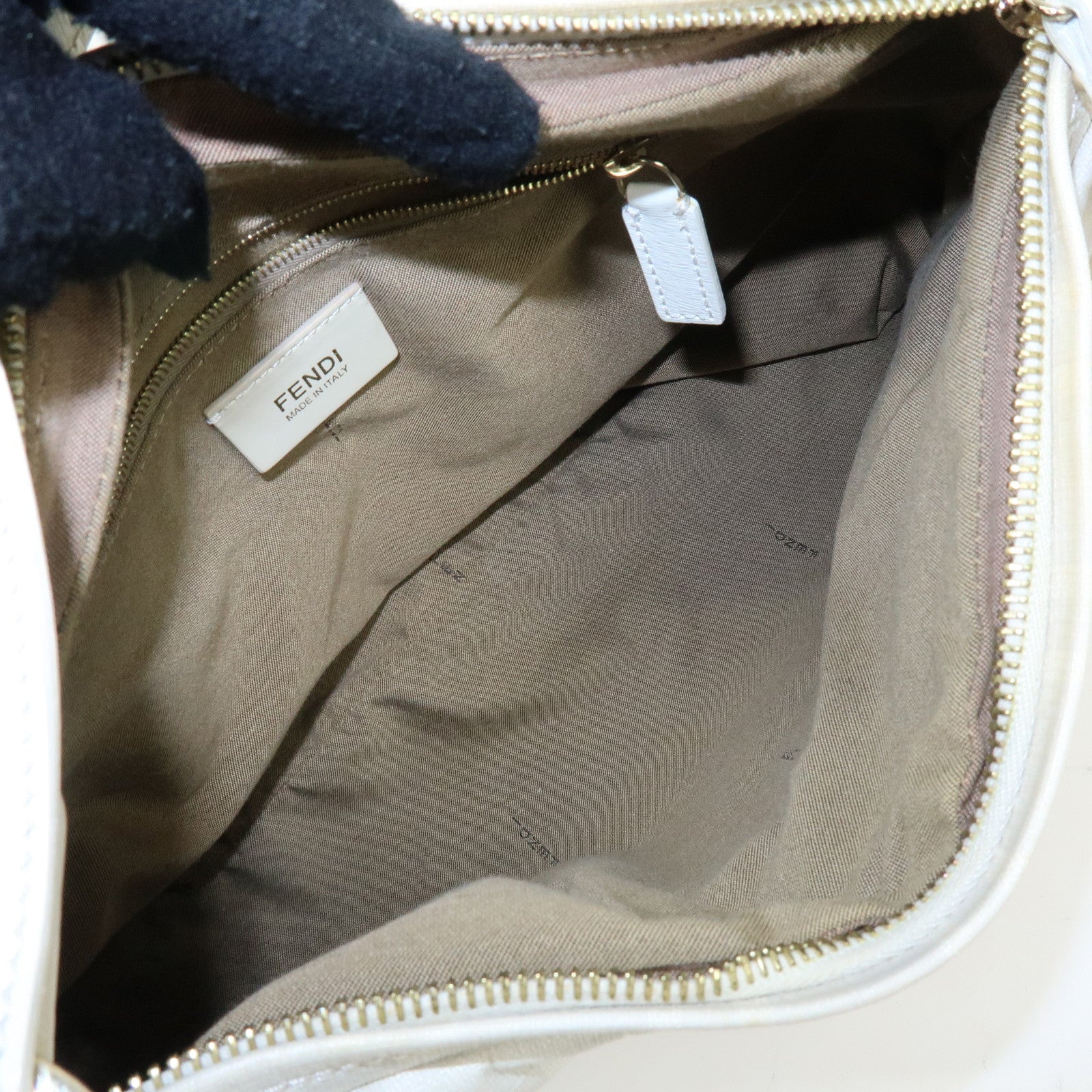 FENDI Zucca PVC Leather Shoulder Bag Hand Bag White 8BR448