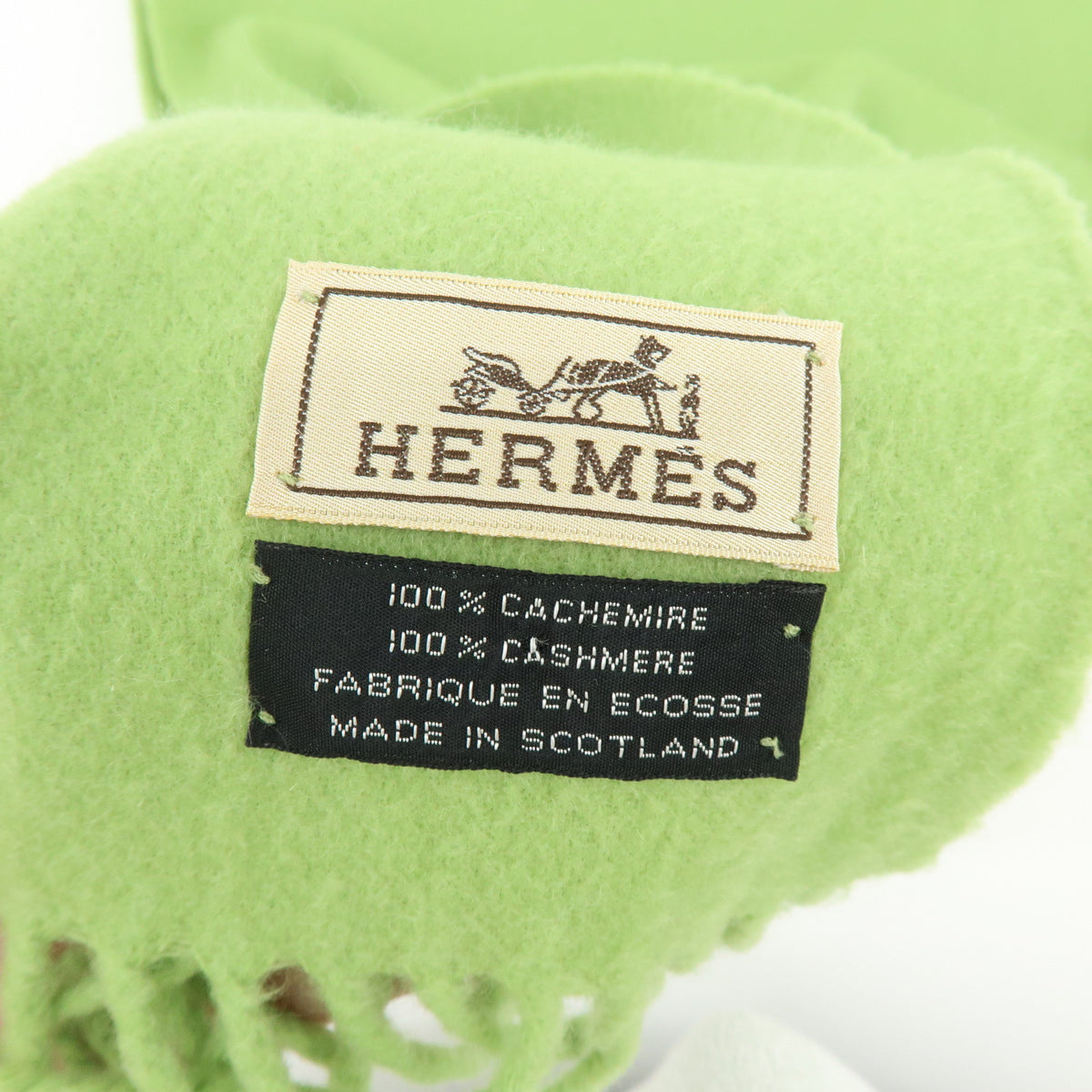 HERMES Cashmere 100% Scarf Shawl Stole Light Green