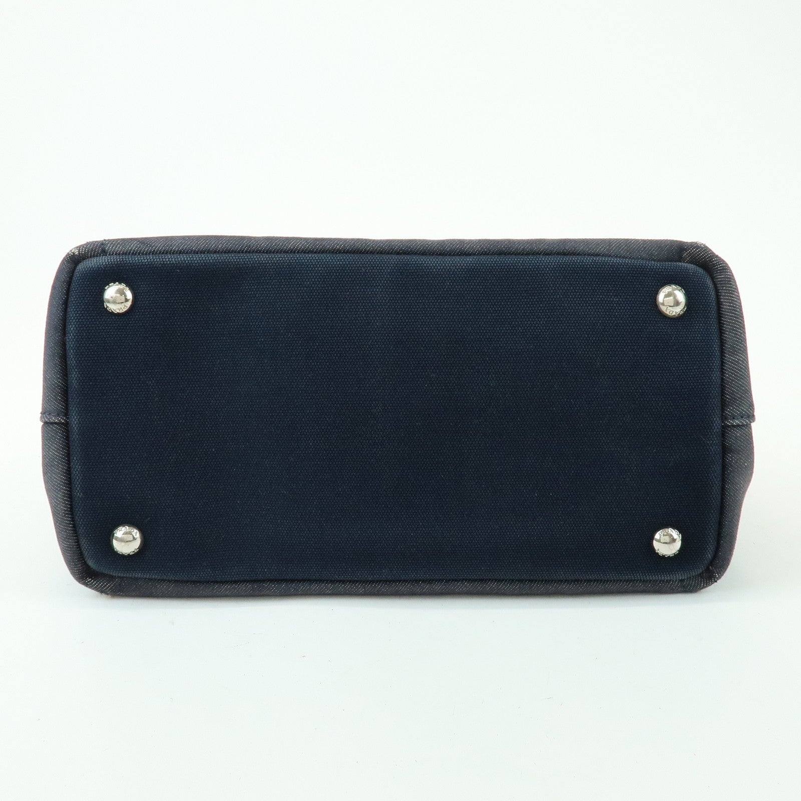 PRADA Canapa Mini Triangle Logo Denim Canvas 2Way Bag Navy 1BG439