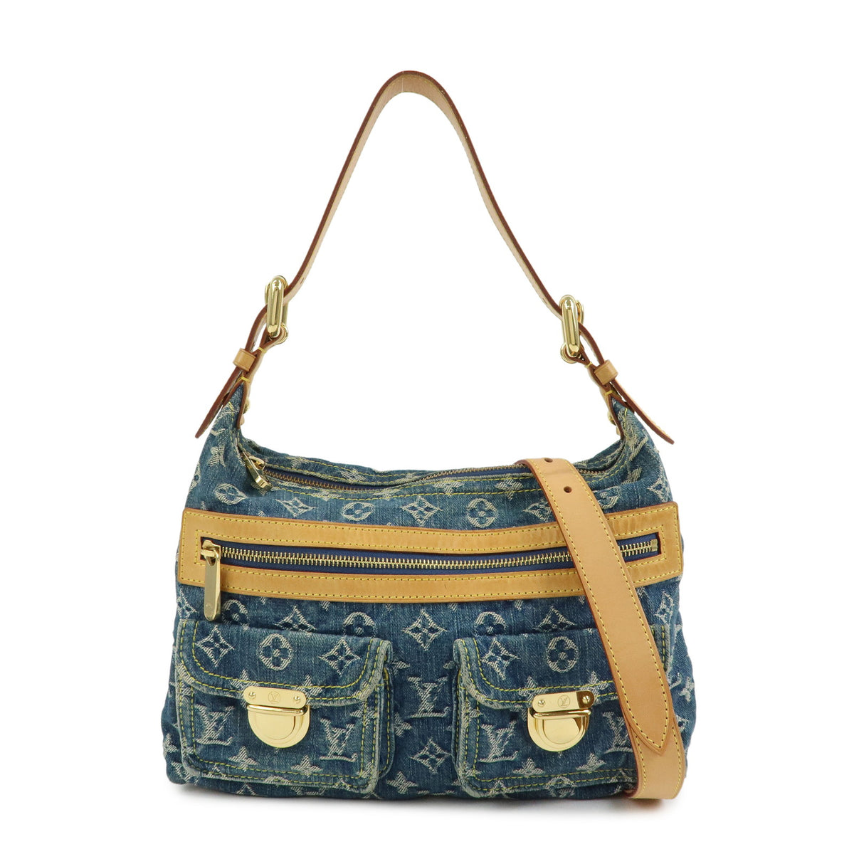 Louis Vuitton Monogram Denim Baggy PM 2Way Bag Shoulder Bag Blue M95049