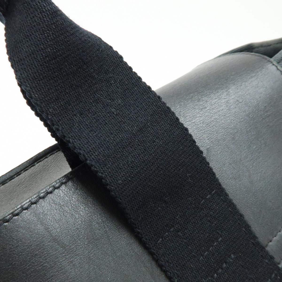 HERMES Valparaiso PM Canvas Leather Tote Bag Hand Bag Black