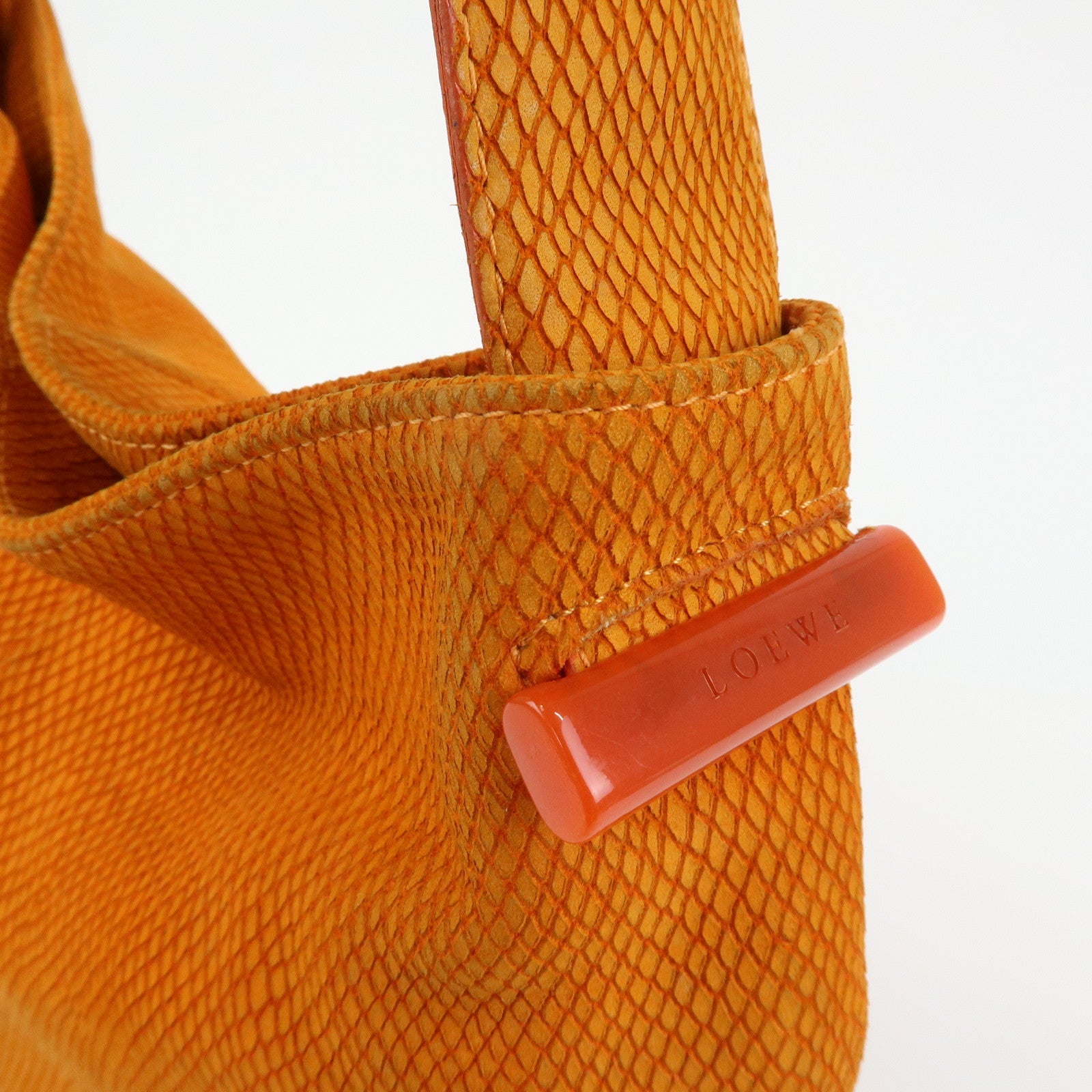 LOEWE Logo Suede Shoulder Bag Tote Bag Hand Bag Orange