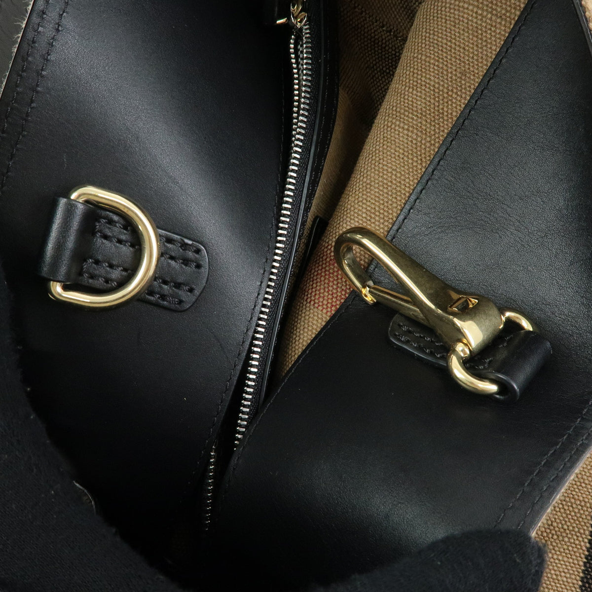 BURBERRY Nova Plaid Ashby Canvas Leather 2Way Bag Shoulder Bag Black