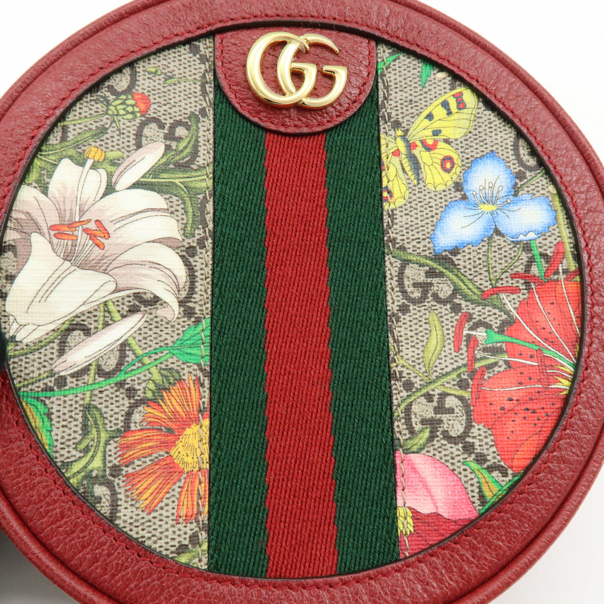 GUCCI Ophidia Sherry Flora GG Supreme Leather Backpack Red Beige 598661