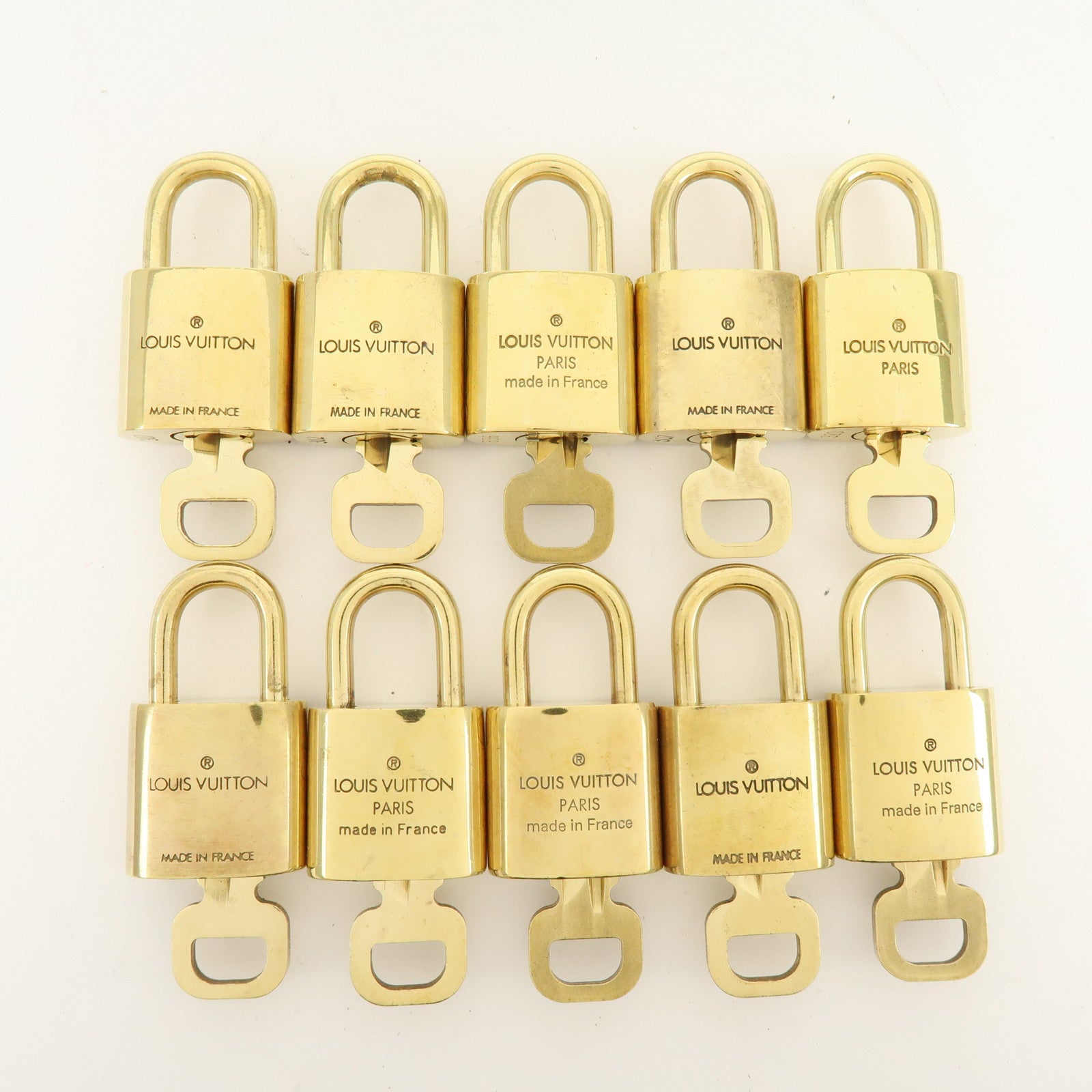 Louis Vuitton Lot of 10 Metal Lock & Key Cadena Key Lock Gold