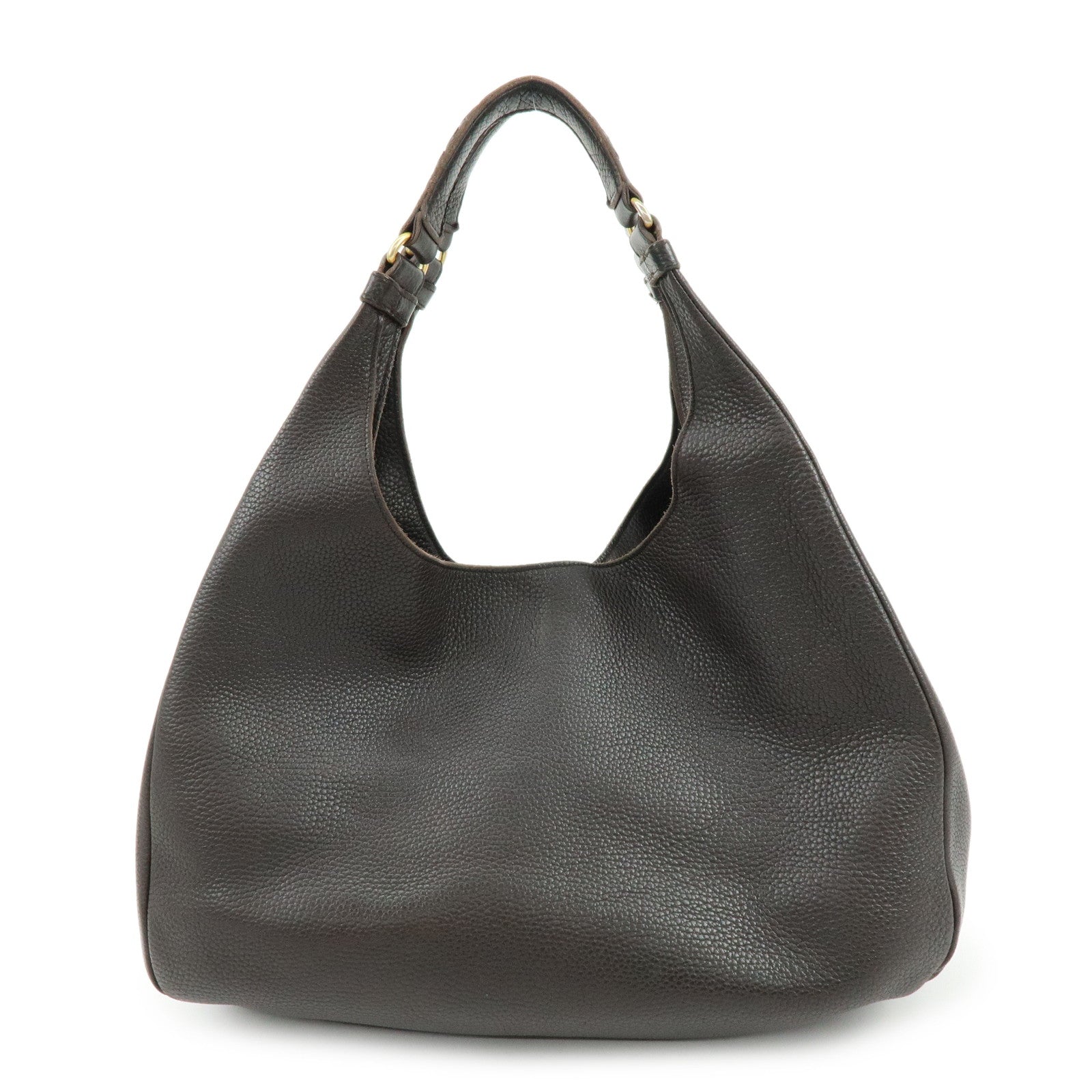 BOTTEGA VENETA Intrecciato Campana Large Leather Shoulder Bag Brown