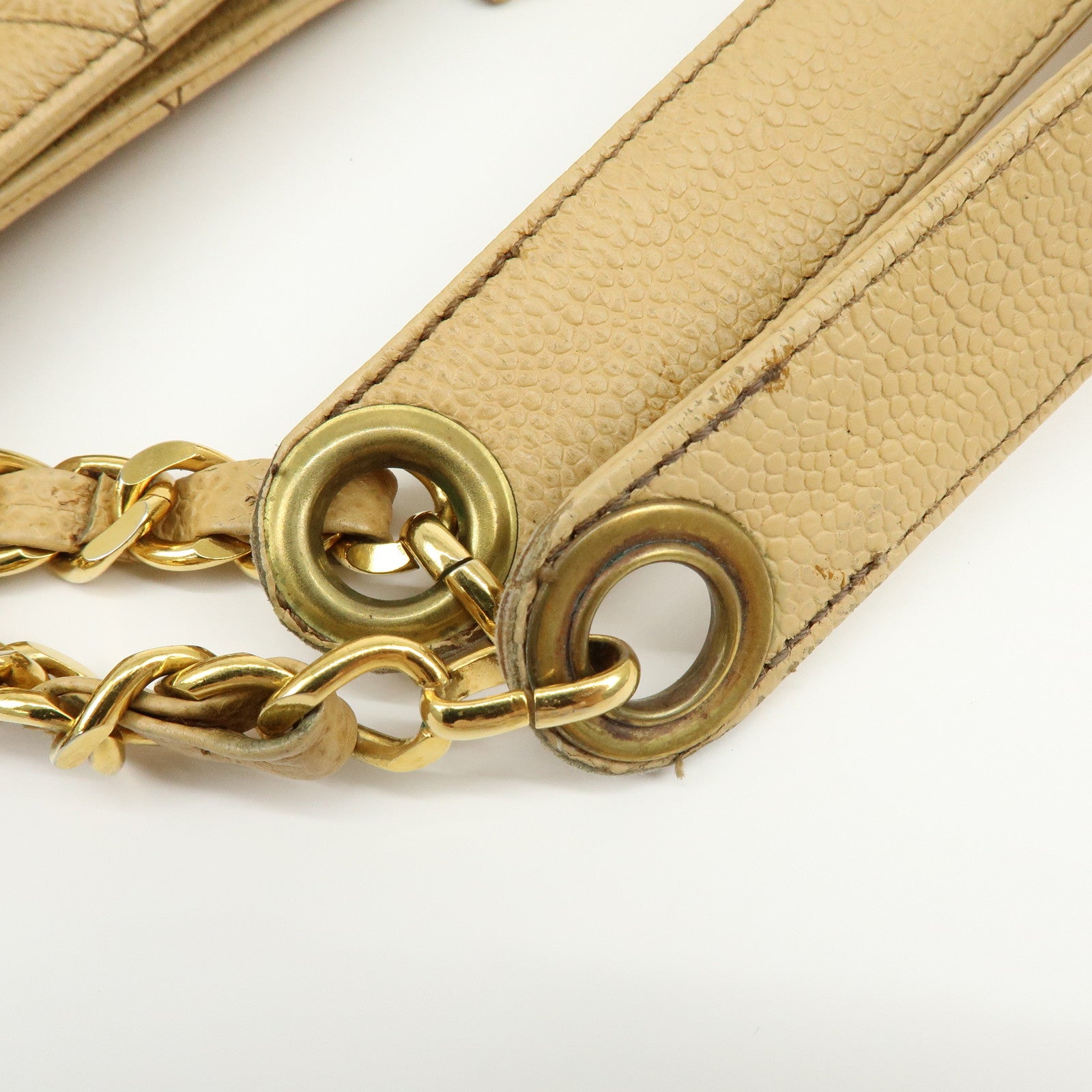 CHANEL Matelasse Caviarskin Shoulder Bag Hand Bag Beige
