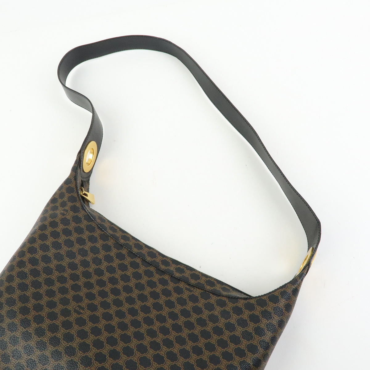 CELINE Macadam PVC Shoulder Bag Crossbody Bag Brown Black