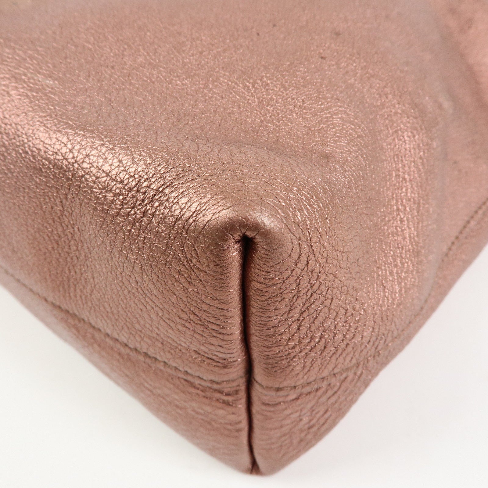 PRADA Vitello Daino Leather 2Way Tote Shoulder Bag Metallic Pink BN1713