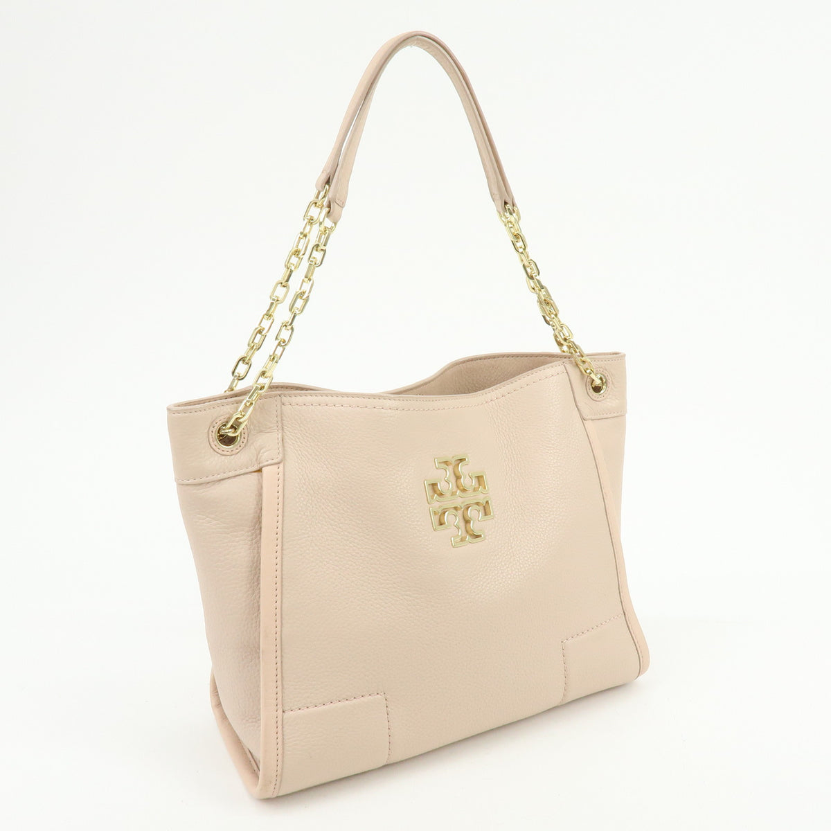 TORY BURCH Logo Britten Leather Chain Shoulder Bag Tote Bag Pink