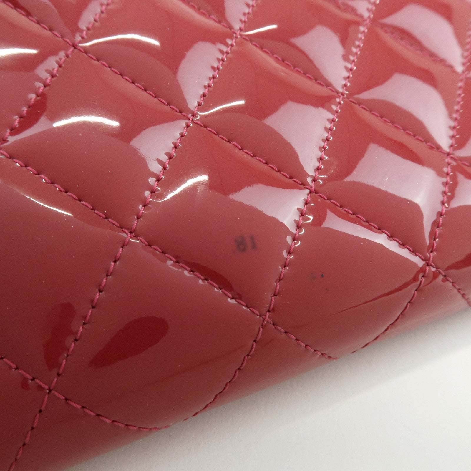 CHANEL Matelasse Patent Leather Zippy Long Wallet Pink