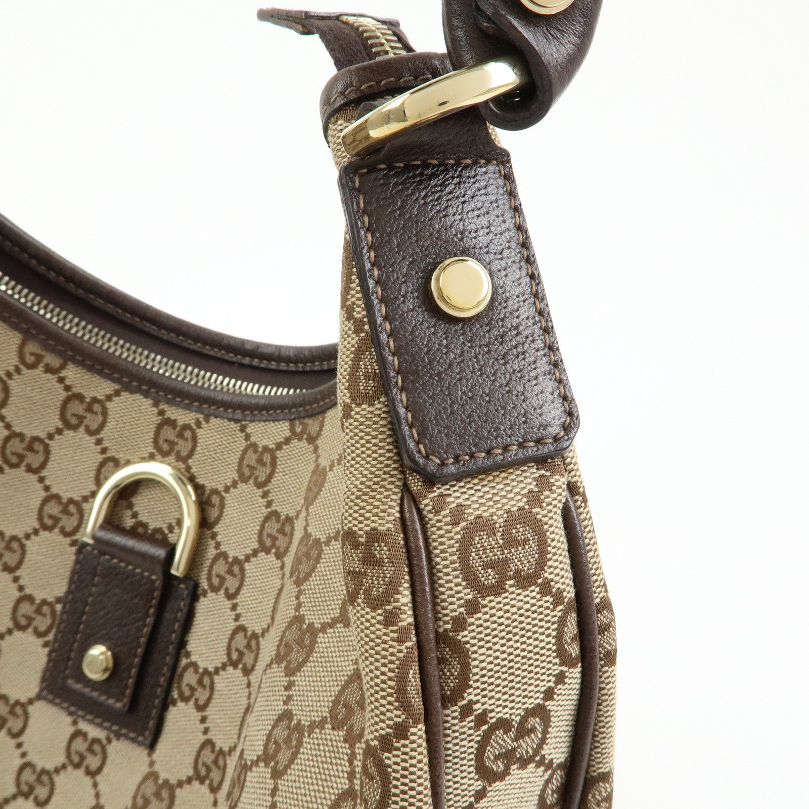 GUCCI Abbey GG Canvas Leather Shoulder Bag Hand Bag Beige Brown 130737