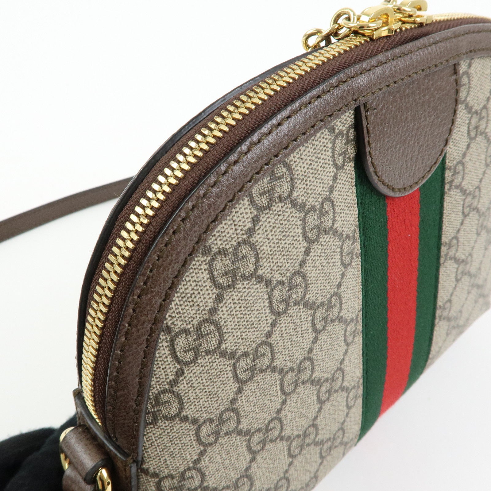 GUCCI Ophidia Sherry GG Supreme Leather Shoulder Bag Beige Brown 499621