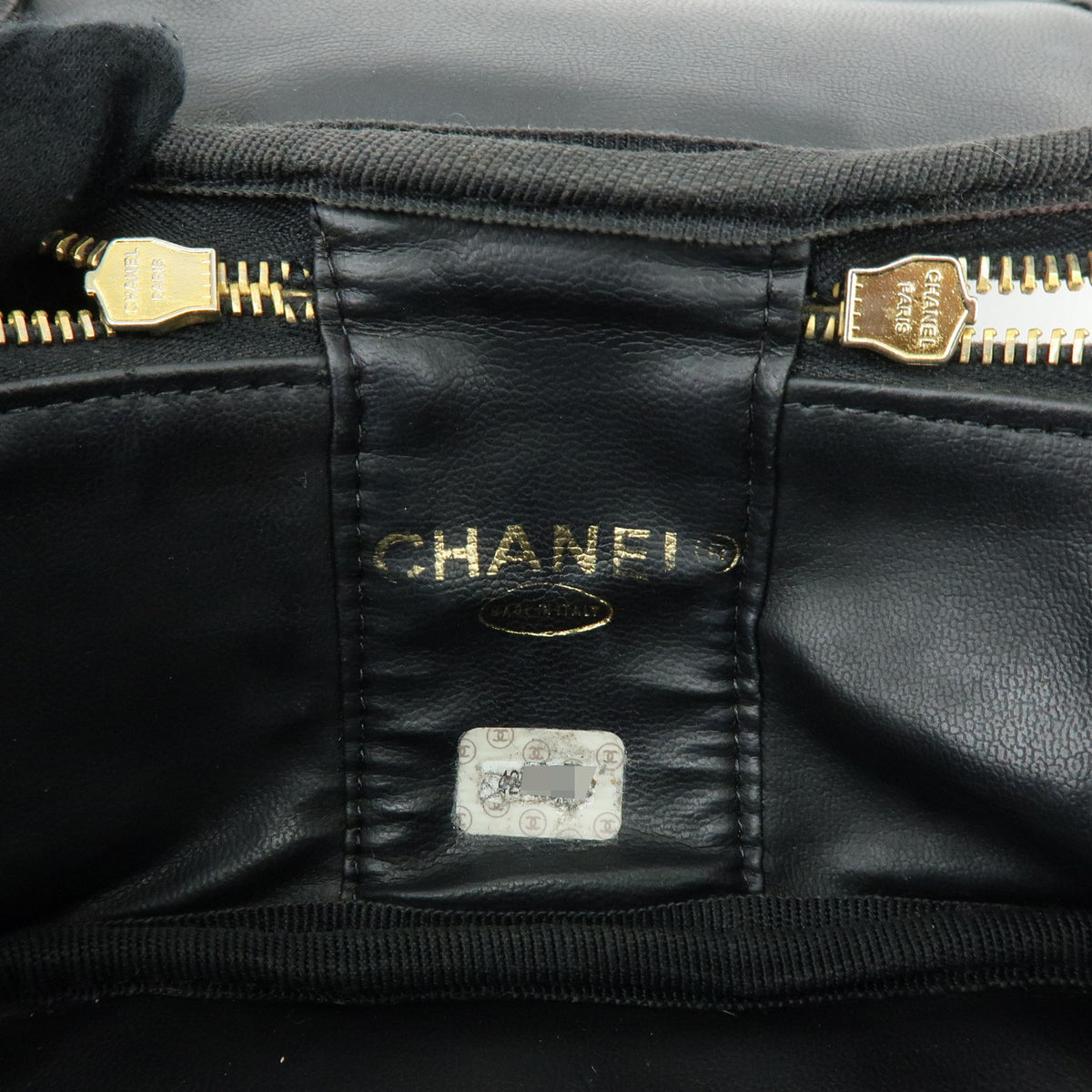 CHANEL COCO Mark Caviarskin Cosmetic Pouch Makeup Case Black