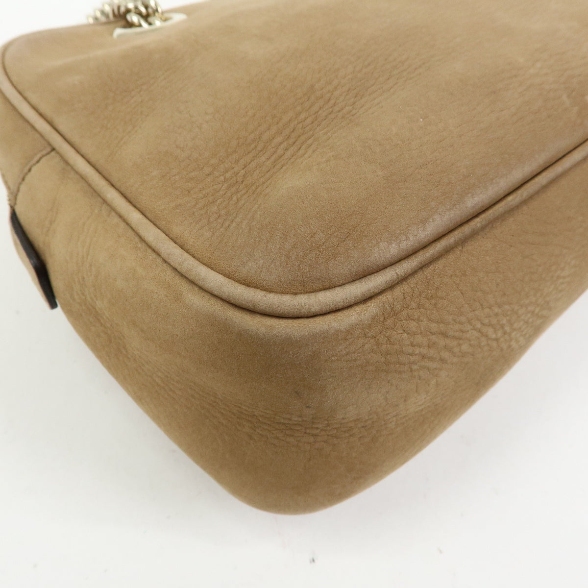 GUCCI SOHO Interlocking G Leather Chain Shoulder Bag Biege 308983