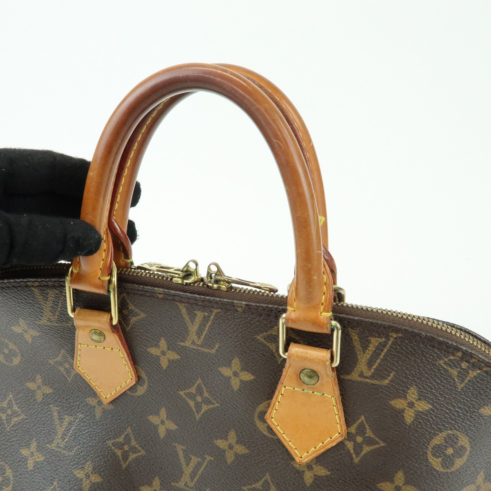Louis Vuitton Monogram Alma PM Canvas Leather Hand Bag Brown M51130