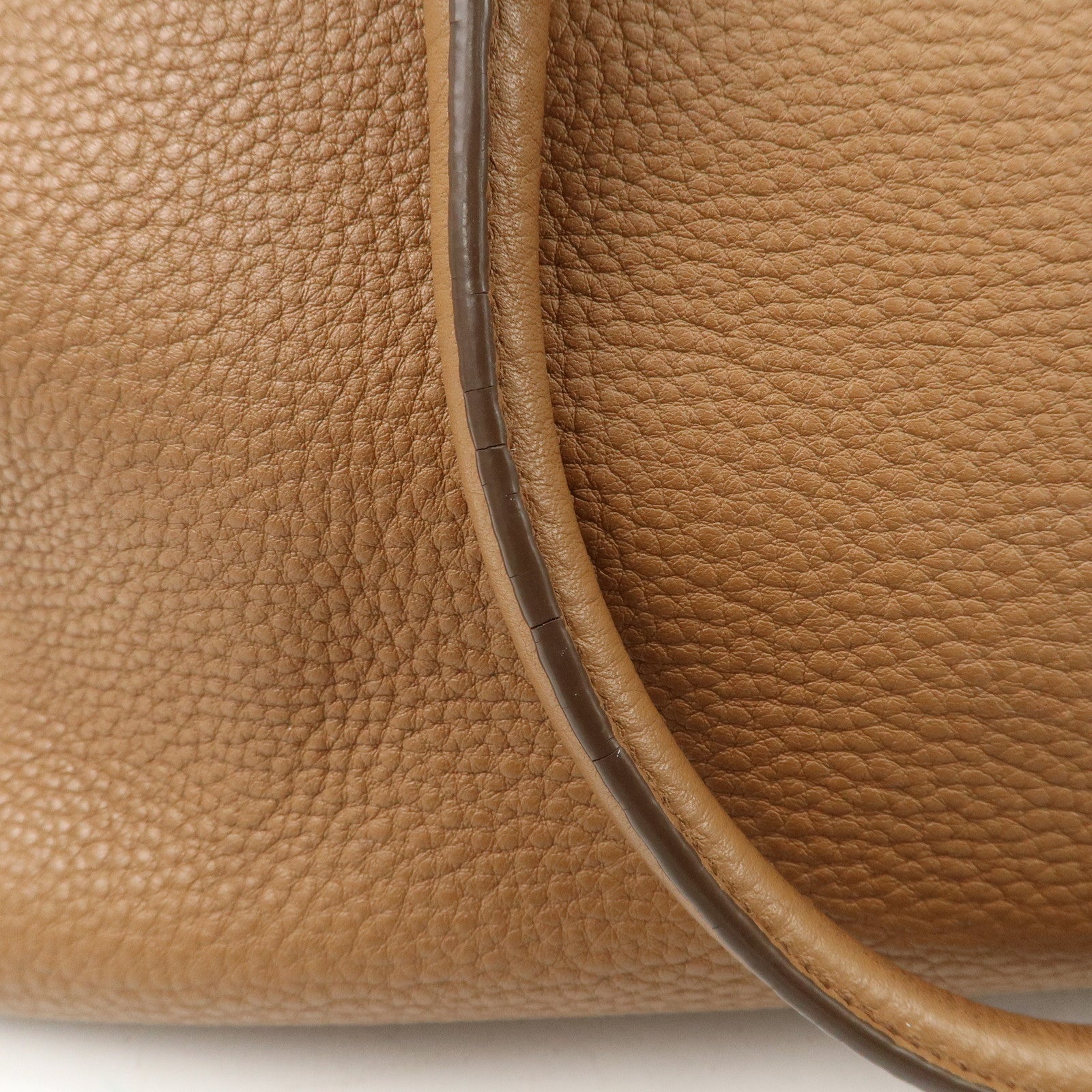 PRADA Logo Leather 2WAY Tote Bag Hand Bag Brown Gold Hardware Used