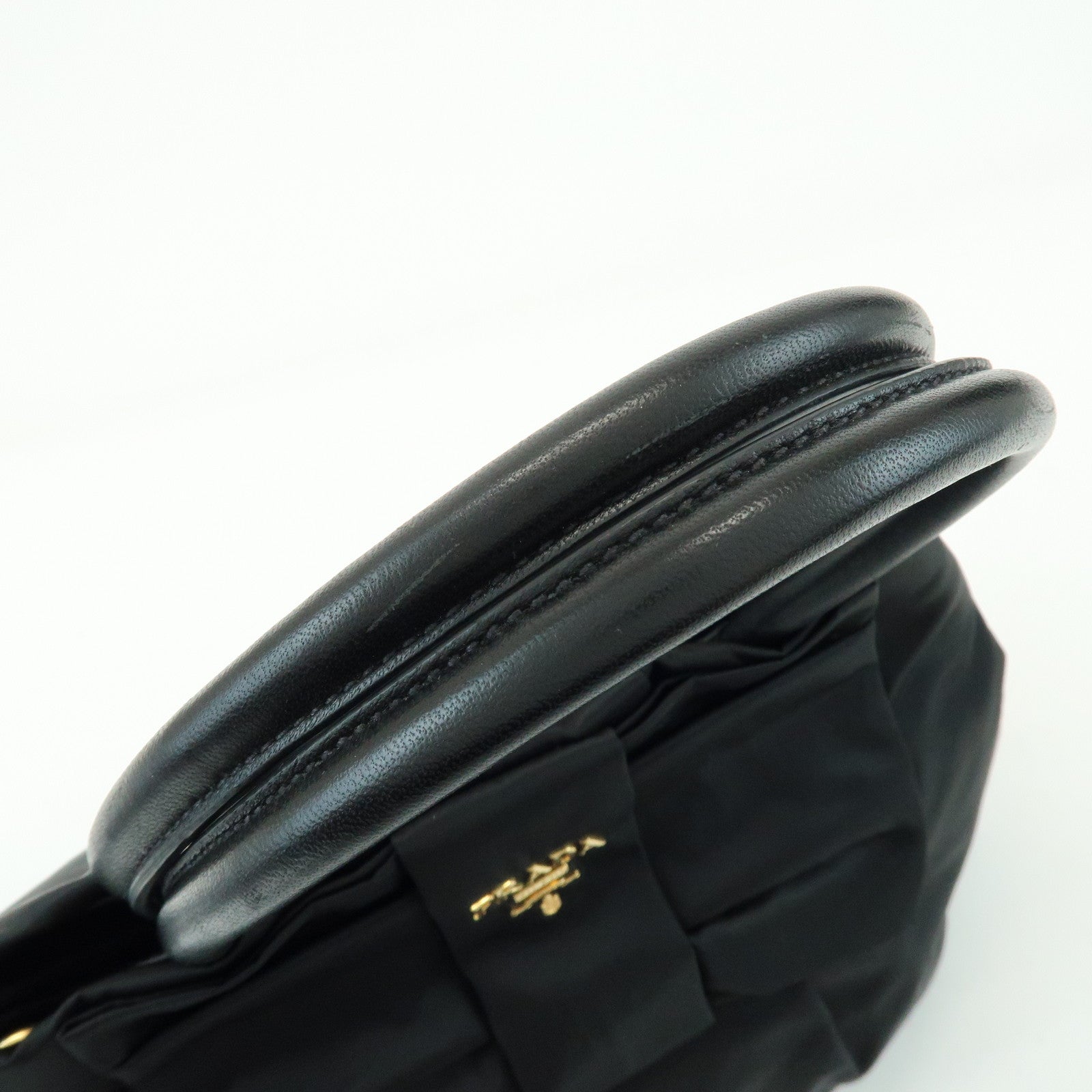 PRADA Nylon Leather Ribbon 2Way Bag Hand Bag Shoulder Bag Black