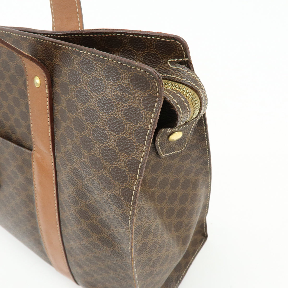 CELINE Macadam PVC Leather Shoulder Bag Hand Bag Brown